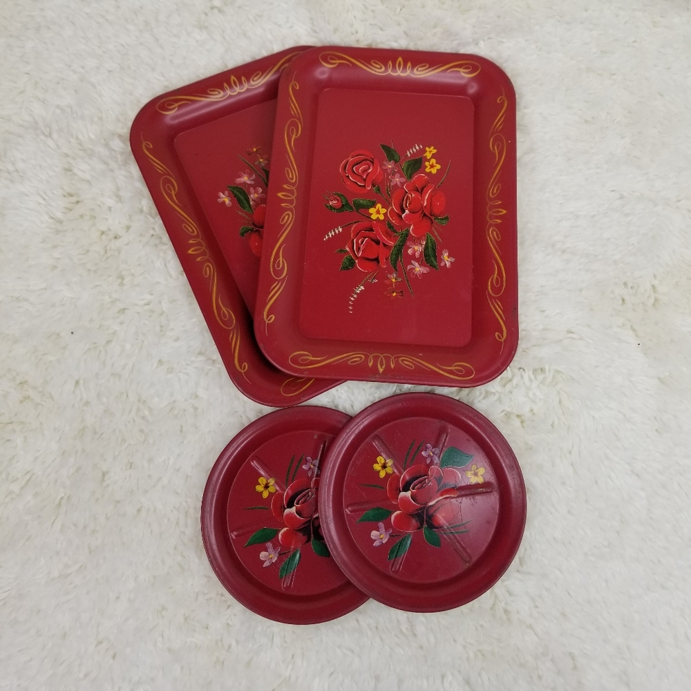 Miniature Metal Serving Trays Rectangular Round